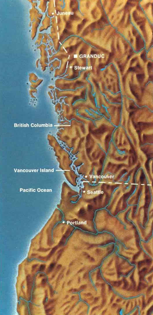 Location of Stewart and Granduc Mine