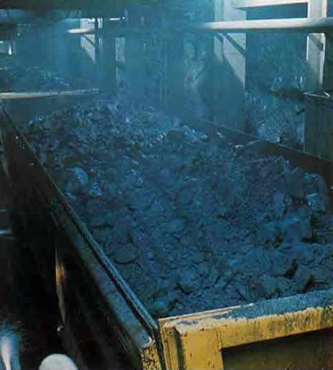 Copper ore being hauled to the crusher